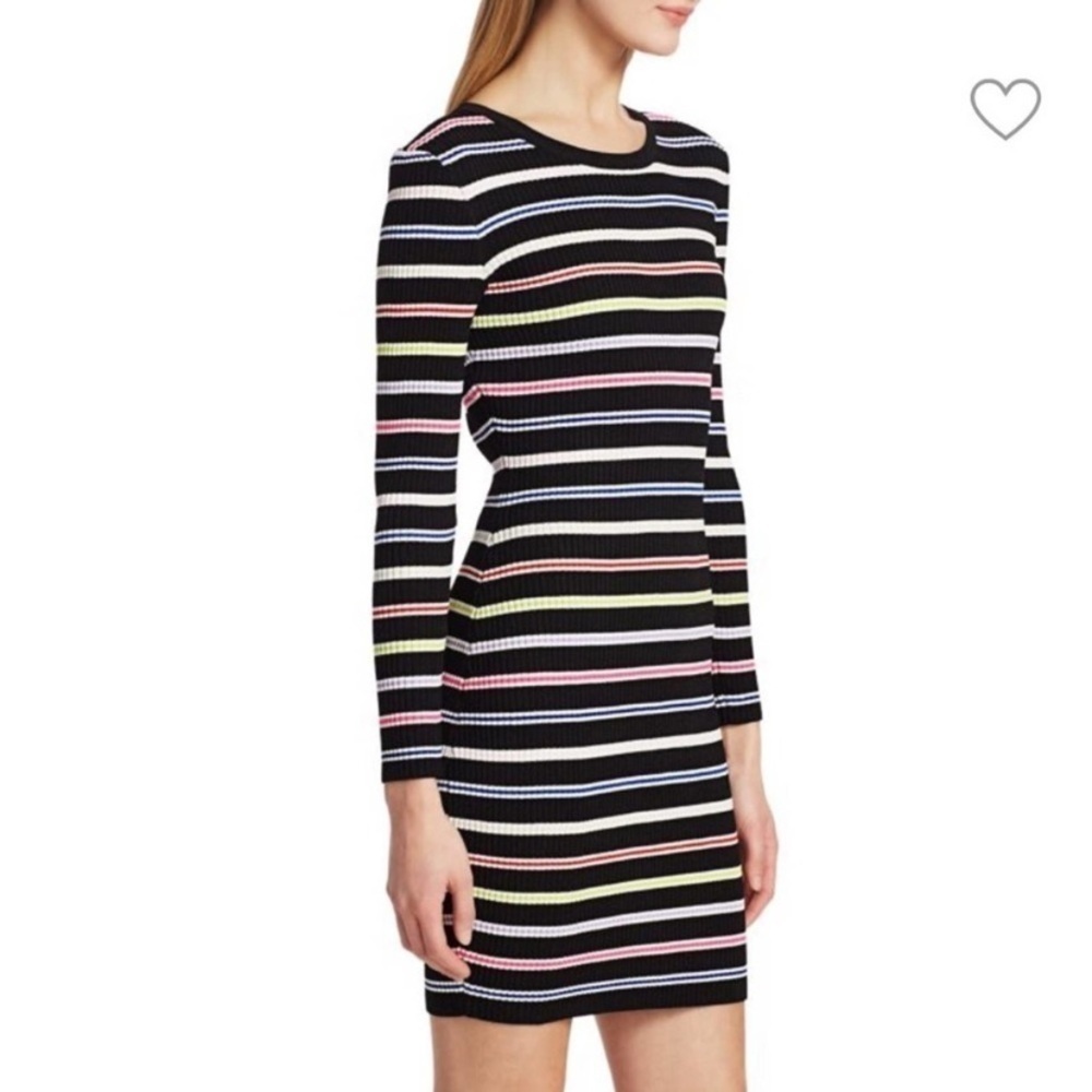 Milly Striped Knit Ribbed Bodycon Long Sleeve Dress Size 0-2 (Milly Size P) - Picture 3 of 13